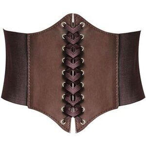 Womens Corset Belts Lace-up Tied Waspie Belt Retro Waist Cinch Belt
